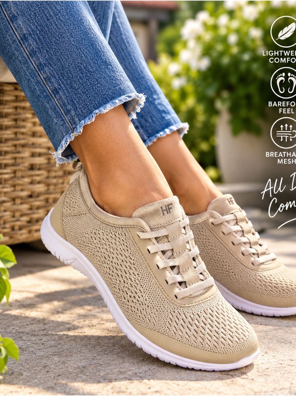 NWT HIKE Footwear HF Stride Barefoot Sneakers Beige 6 - 6 1/2